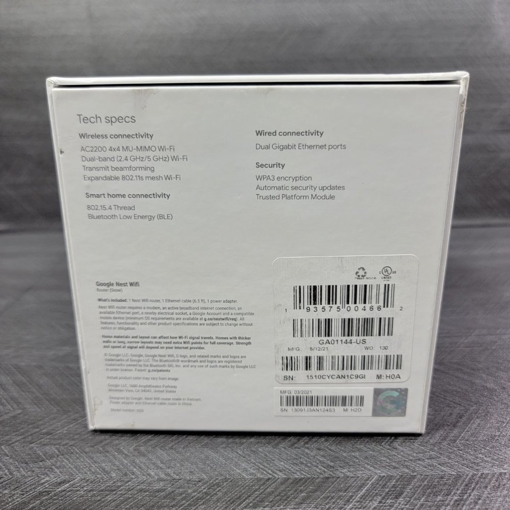 Google Nest Wifi Router Wireless Connectivy AC2200 2.4GHz/5GHz Wifi - Picture 7 of 7
